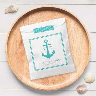 Monogram Custom Border and Anchor Colour Nautical Favour Bag