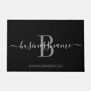 Monogram Custom Business Logo Black and White  Doo Doormat
