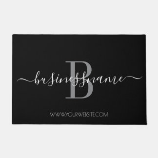 Monogram Custom Business Logo Black and White  Doo Doormat