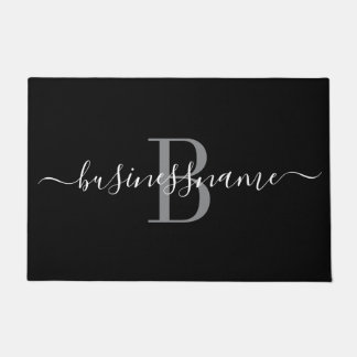 Monogram Custom Business Logo Black and White  Doormat