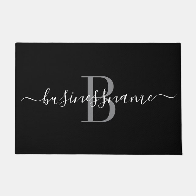 Monogram Custom Business Logo Black and White  Doormat (Front)
