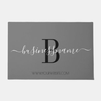 Monogram Custom Business Logo Simple Grey Doormat
