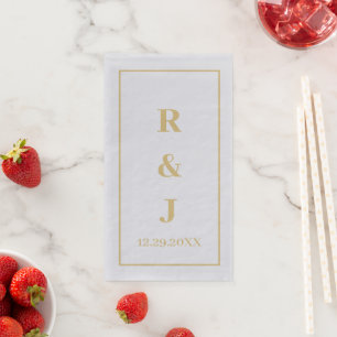 Monogram Custom Couple Name Golden Yellow Silver Napkin