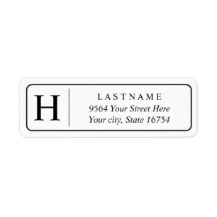 Monogram Custom Family Name  Return Address Label