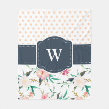 Monogram Custom Fleece Blanket Floral