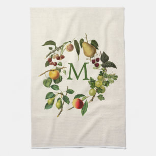 monogram custom fruit design kitchen towel