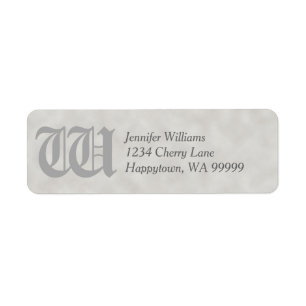 Monogram Custom Grey Parchment Return Address