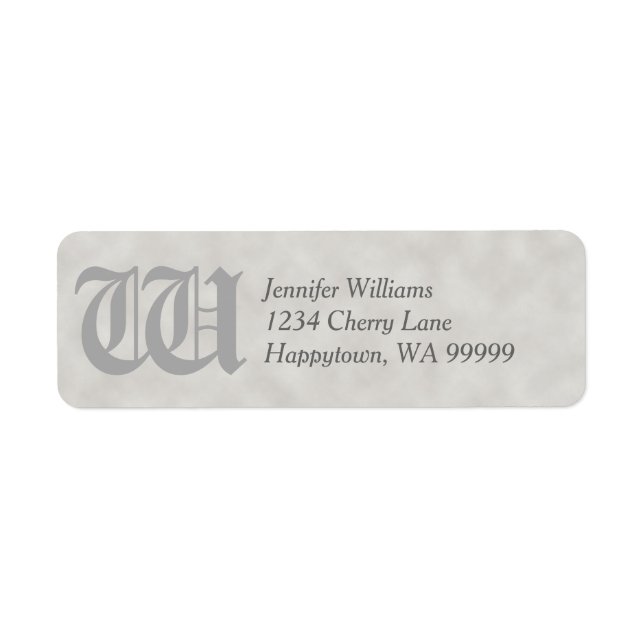 Monogram Custom Grey Parchment Return Address (Front)