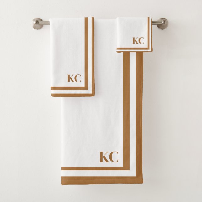 Monogram Custom Initials - Hotel Border Towel Set (Insitu)