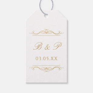 Monogram Custom Modern Elegant Gold Script Wedding Gift Tags