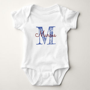 Monogram Custom Name Baby Boy  Baby Bodysuit