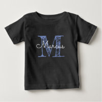 Monogram Custom Name Baby Boy Black Baby T-Shirt