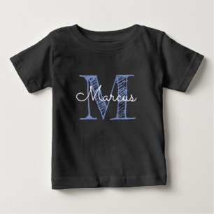 Monogram Custom Name Baby Boy Black Baby T-Shirt