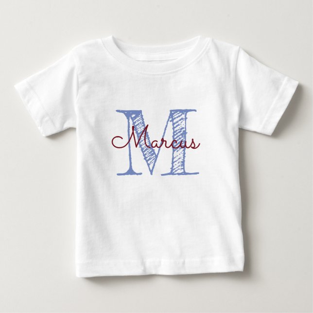 Monogram Custom Name Baby Boy T-Shirt (Front)