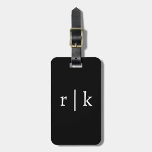 Monogram Custom Name Black White Gift Favour Luggage Tag