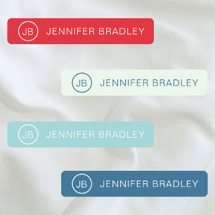 Monogram Custom Name Clothing Tags Red Blue White