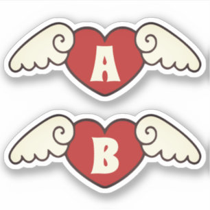 Monogram Custom Name Cool Flying Hearts with Wings