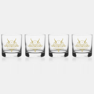 Monogram Custom Name Ornate Personalized Whiskey Glass