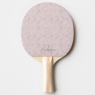 Monogram Custom Name Pink Grey Marble Pattern Ping Pong Paddle