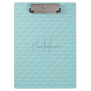 Monogram Custom Name Quilt Design Turquoise Teal Clipboard