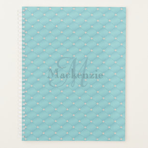 Monogram Custom Name Quilt Design Turquoise Teal Planner