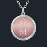 Monogram Custom Name Rose Gold Glitter Necklace<br><div class="desc">Necklaces with Monogram Name Text Rose Gold Blush Glitter Sparkle Personalized Birthday - Anniversary or Wedding Gift / Suppliest - Add Your Letter / Name - Text or Remove - Make Your Special Gift - Resize and move or remove and add text / elements with customization tool. Design by MIGNED....</div>