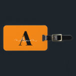 Monogram Custom Name Valentine's Day Gift Orange  Luggage Tag<br><div class="desc">Custom name,  initial templates and also personal details like name,  address,  phone number and email all of which you can edit. Designed with attractive solid bright orange colour background with black colour texts,  you can change both the colours if you wish.</div>