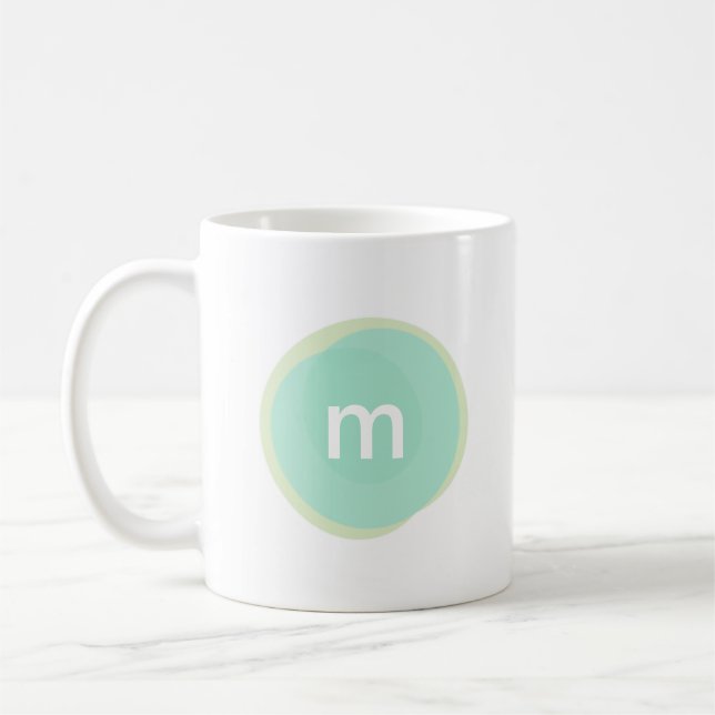 Monogram Custom Personalized in Mint and Green Coffee Mug (Left)