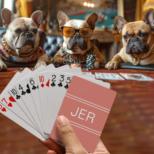 Monogram Custom Personalized Modern Orange Red Playing Cards (Monogram Custom Personalized Modern Orange Red Playing Cards)