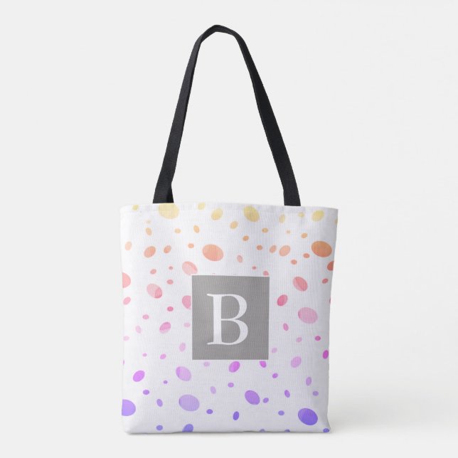 monogram custom personalized polka dot  tote (Back)