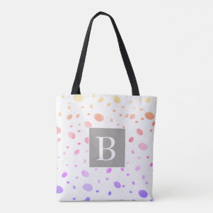 monogram custom personalized polka dot tote bag