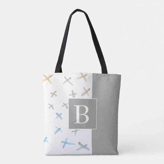 monogram custom personalized stylish tote bag (Back)