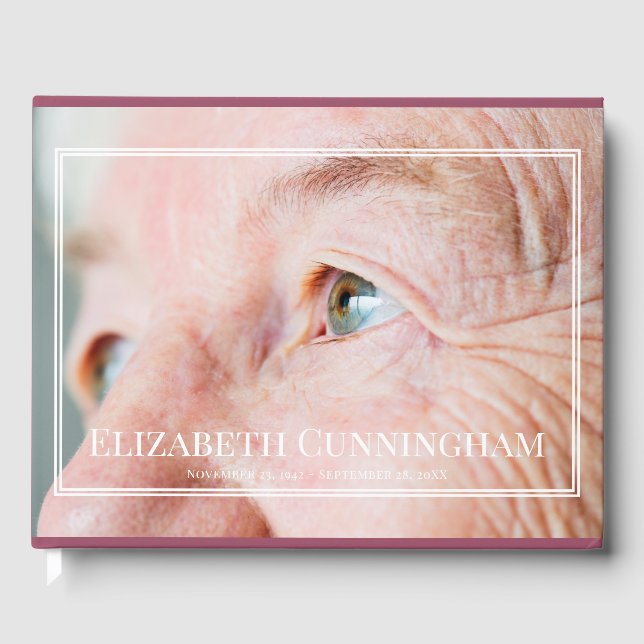 Monogram Custom Photo Double White Frame Memorial Guest Book (Front)