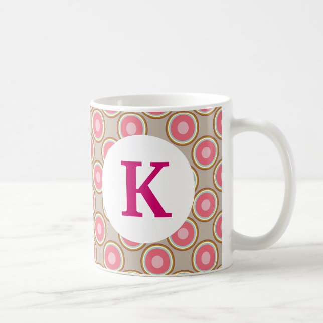 Monogram Custom Printed Coffee Mug Pretty Circles (Right)