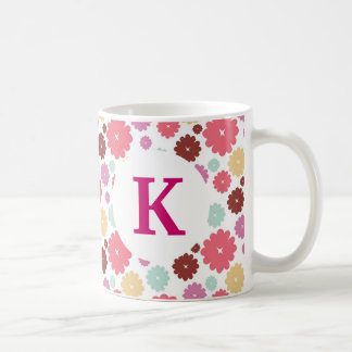 Monogram Custom Printed Coffee Mug Pretty Flowers