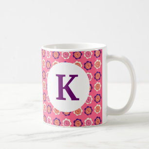 Monogram Custom Printed Coffee Mug Pretty Flowers