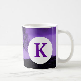 Monogram Custom Printed Coffee Tree Silhouette Coffee Mug