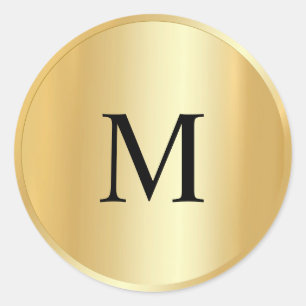 Monogram Custom Template Faux Gold Elegant Classic Round Sticker