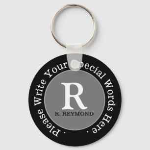 monogram + custom text on nice promo cheap keychain