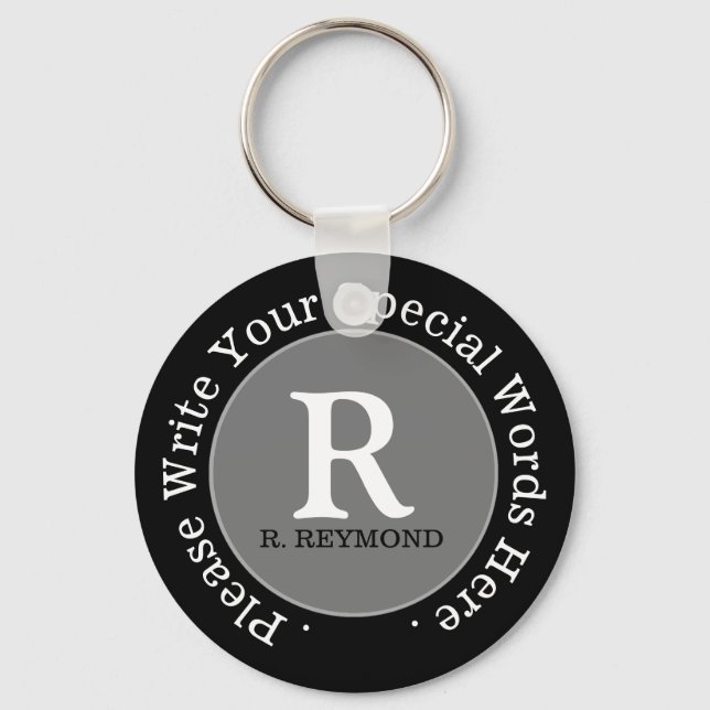monogram + custom text on nice promo cheap keychain (Front)