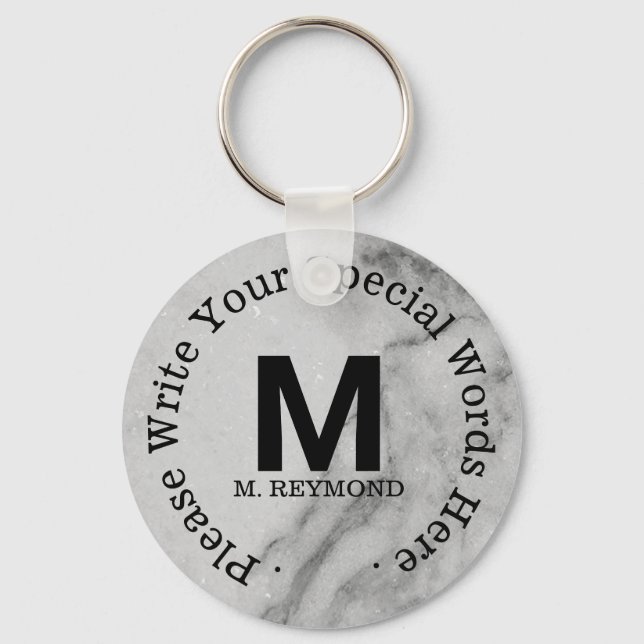 monogram + custom text on promotional keychain (Front)