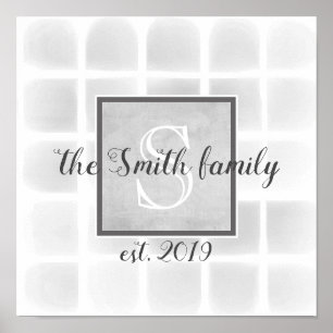 monogram custom to personalize in shades of grey poster