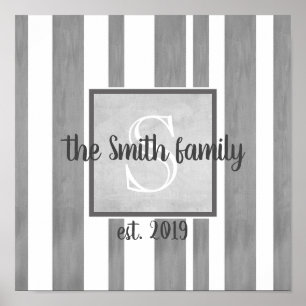 monogram custom to personalize in shades of grey poster