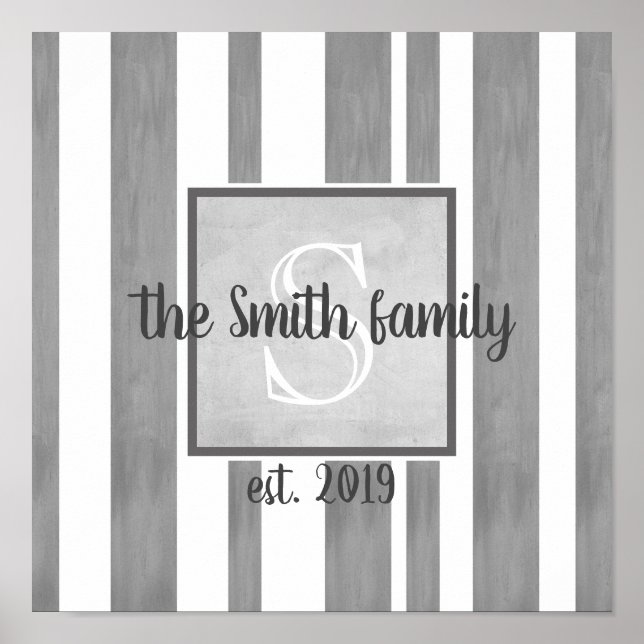 monogram custom to personalize in shades of grey poster (Front)