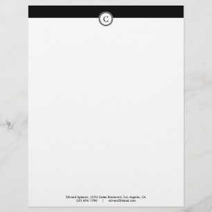 Monogram Customizable Alphabet Black Letterhead