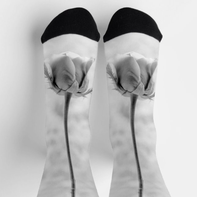 Monogram Customizable Cool Rose Photograph Socks (Top)