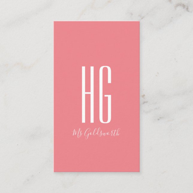 Monogram Customizable Modern Pink Business Card (Front)