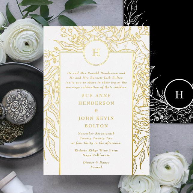 Monogram Customizable Real Gold Wreath Wedding (Creator Uploaded)