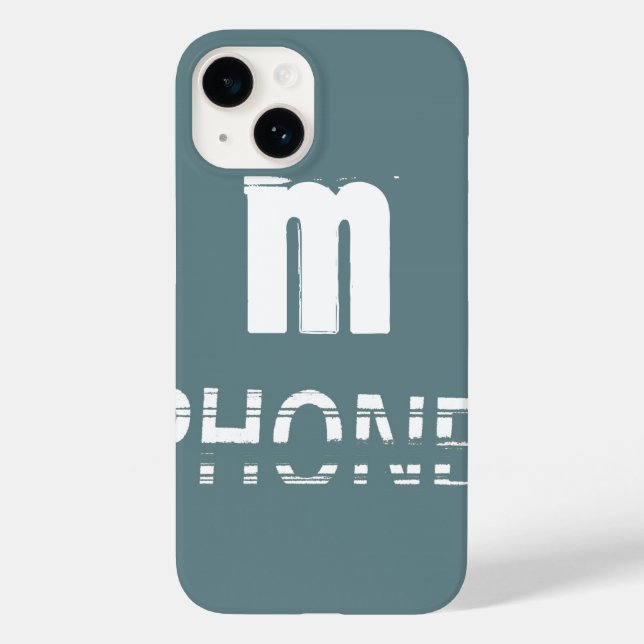 Monogram Customizable Teal Cool Modern Case-Mate iPhone Case (Back)