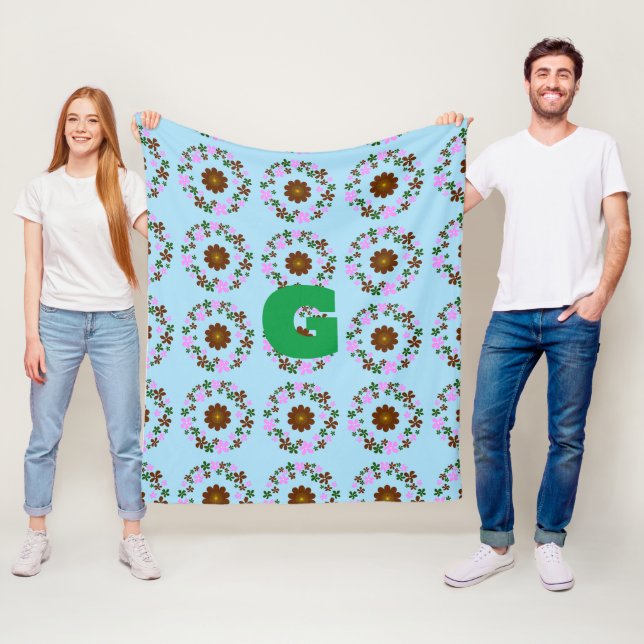  Monogram Customize Wedding Home Decor Fleece Blanket (In Situ)